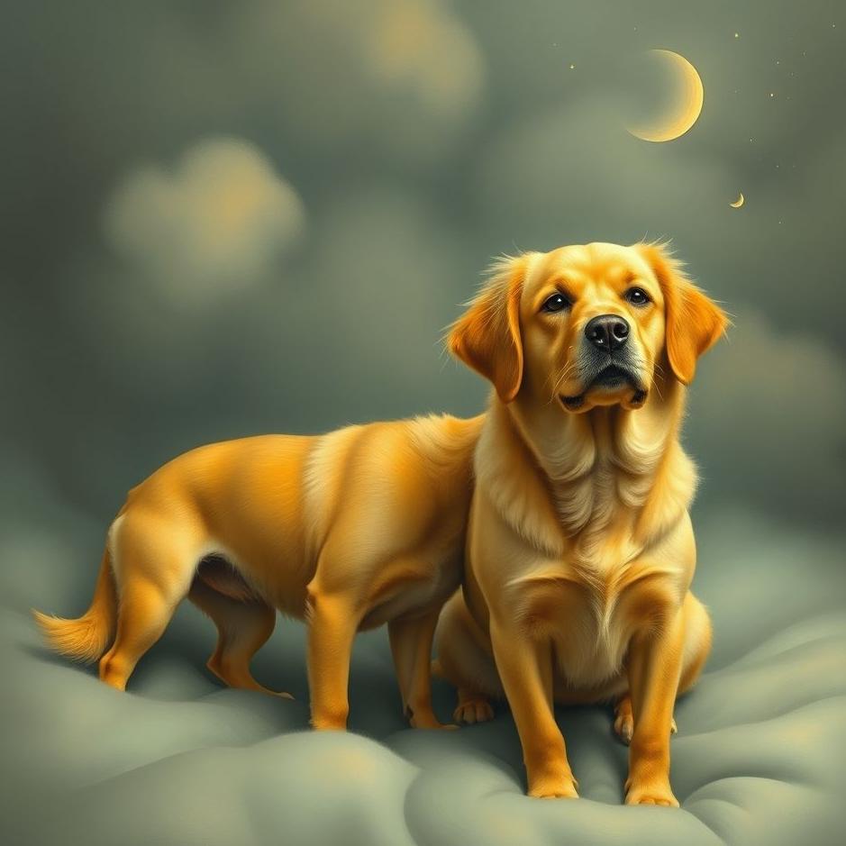 Dream : Two yellow dogs in a dream