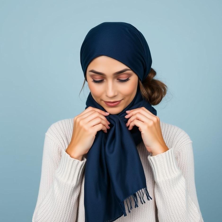 Dream : Tying a navy blue scarf in a dream