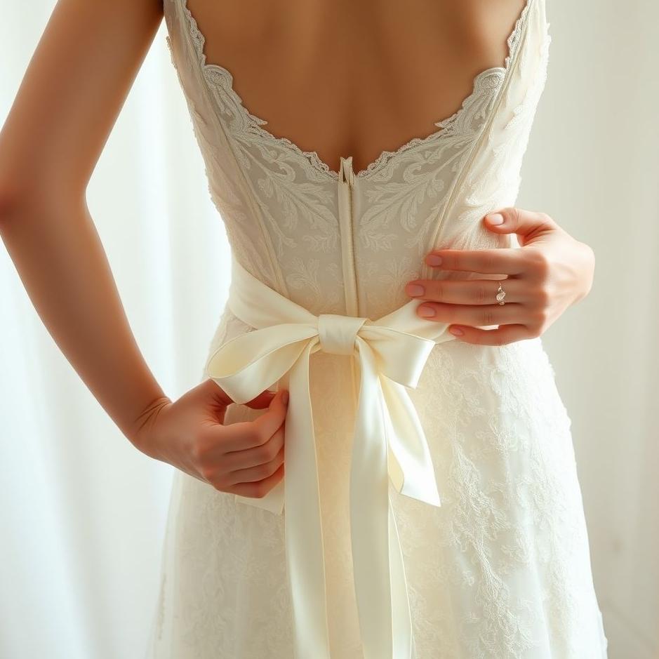 Dream : Tying a sash to a wedding dress in a dream