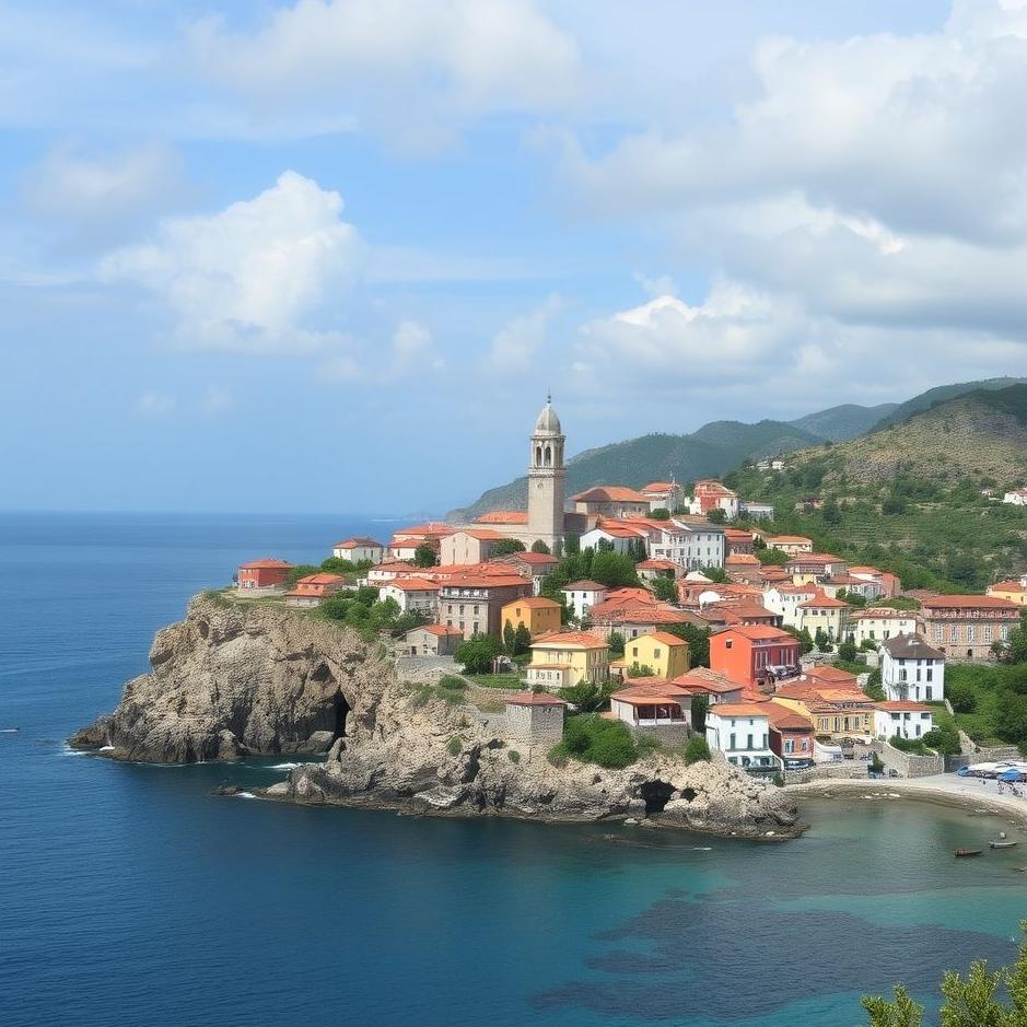 Dream : Village and a blue sea in a dream