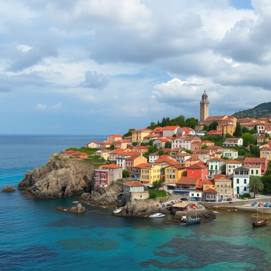 Dream : Village and a colorful sea in a dream