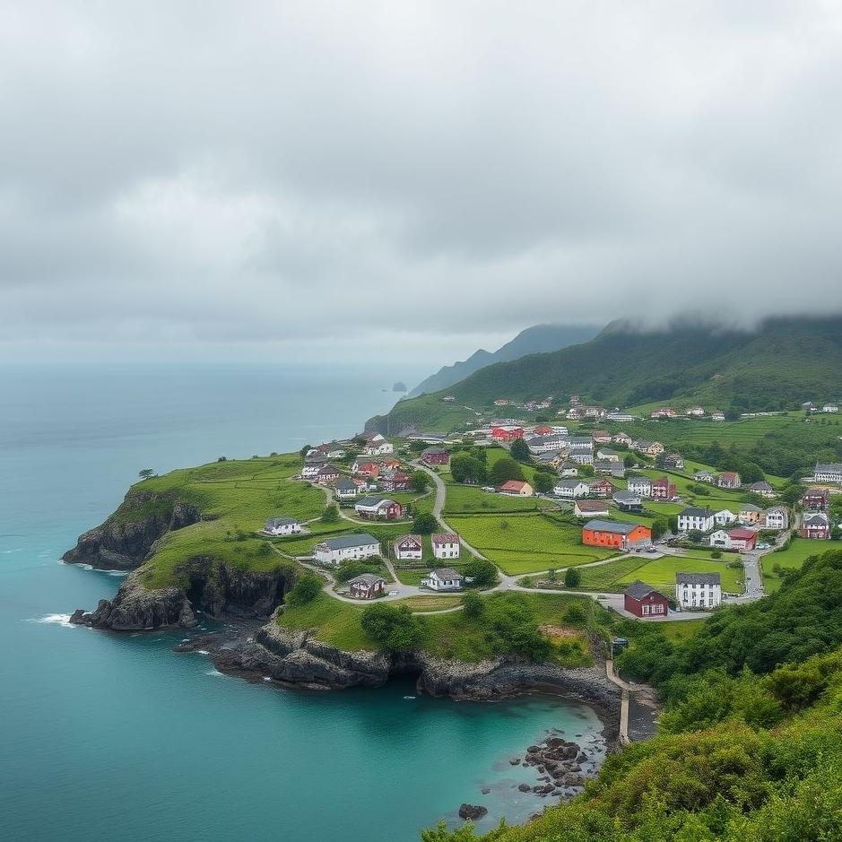 Dream : Village and a green sea in a dream