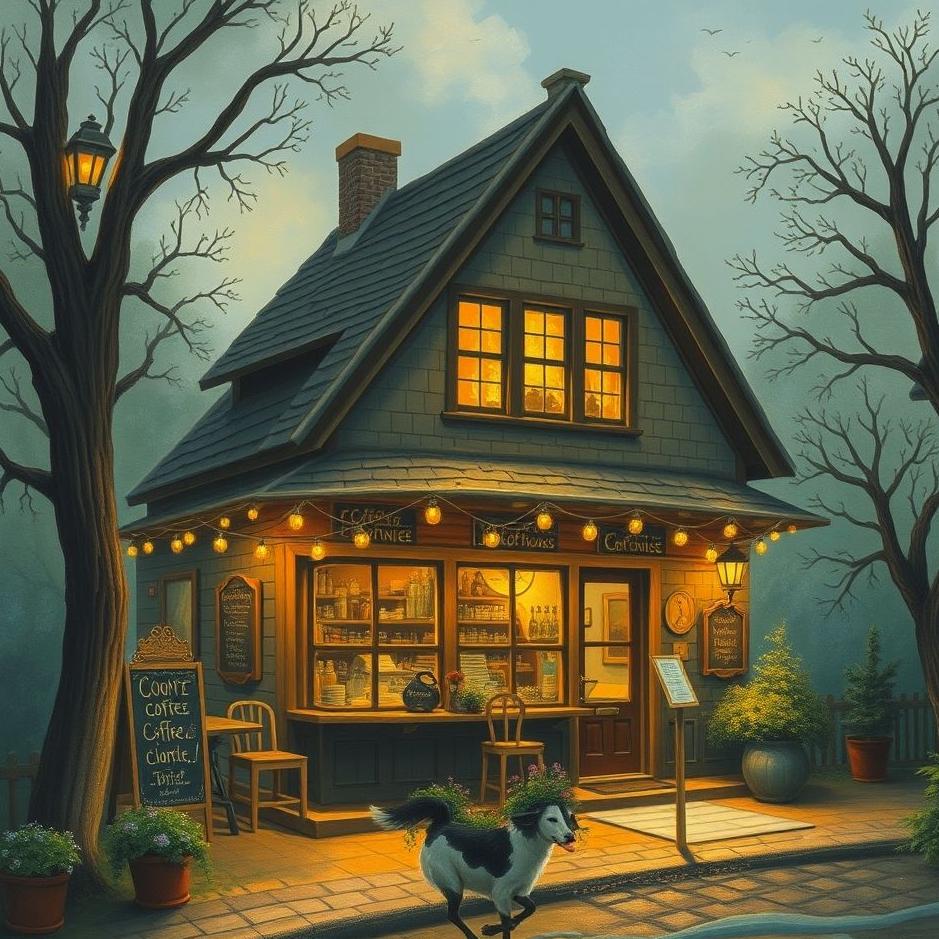 Dream : Village coffeehouse in a dream