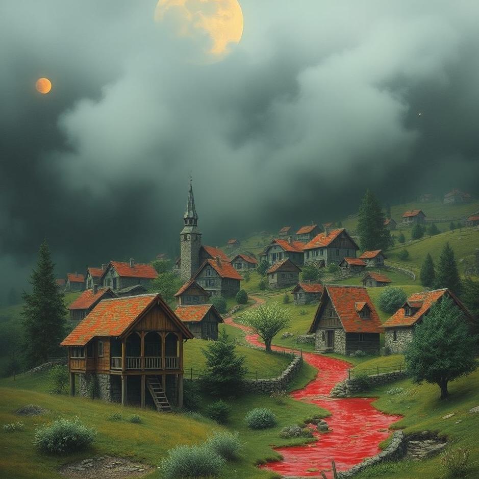 Dream : Village colored blood in a dream