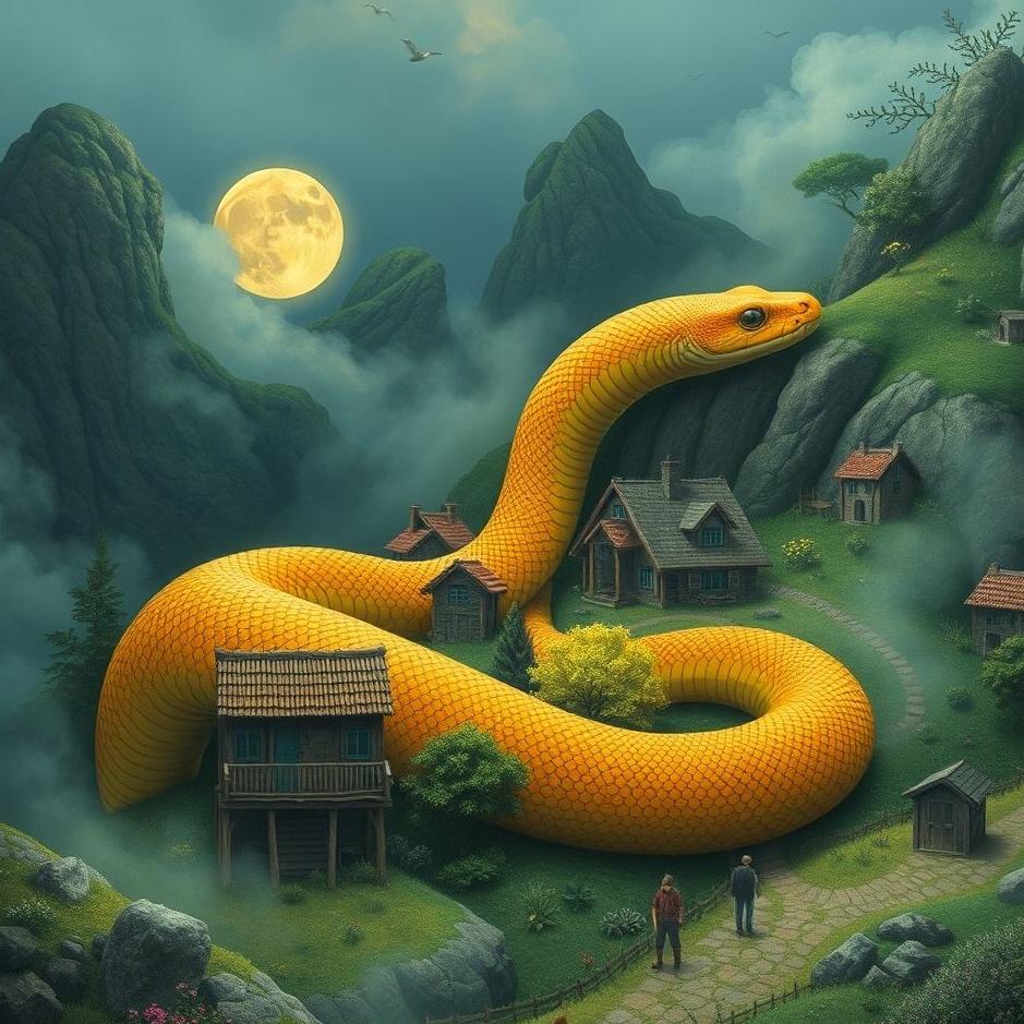 Dream : Village colored snake in a dream