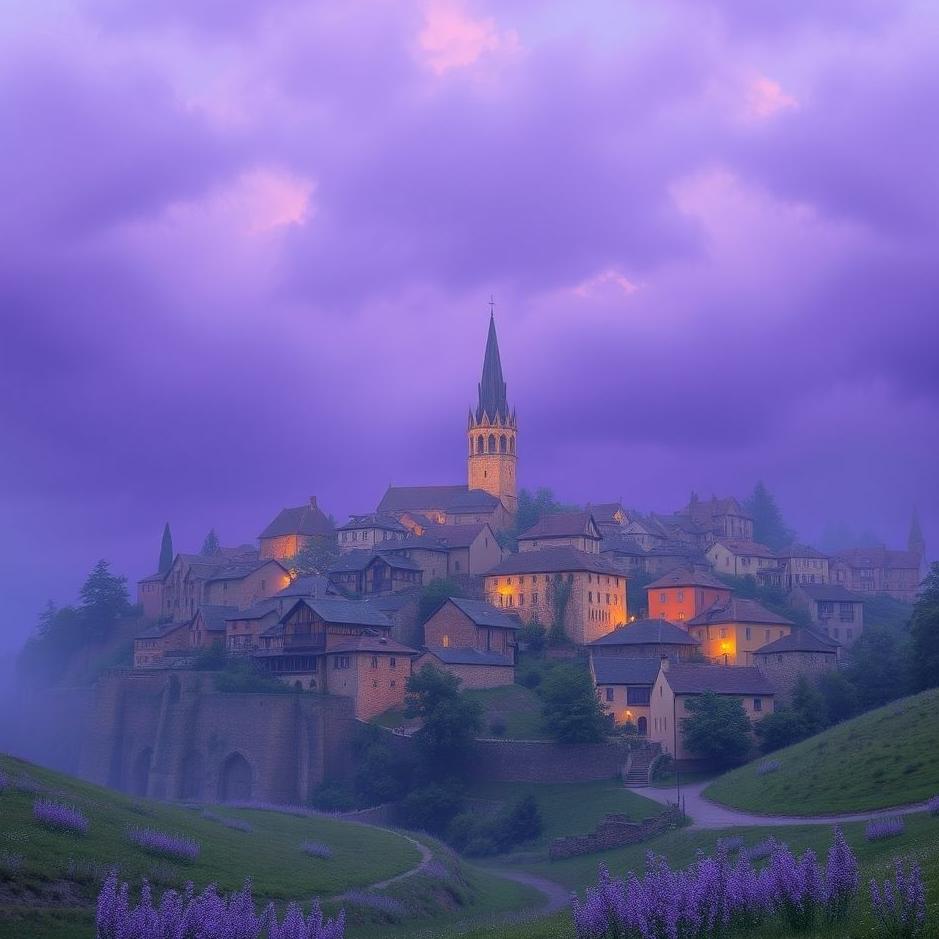 Dream : Village in purple in a dream