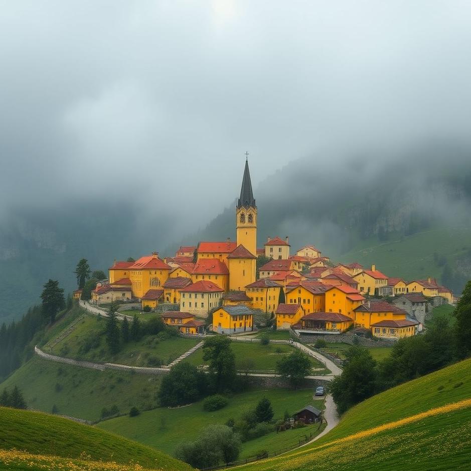 Dream : Village in yellow in a dream