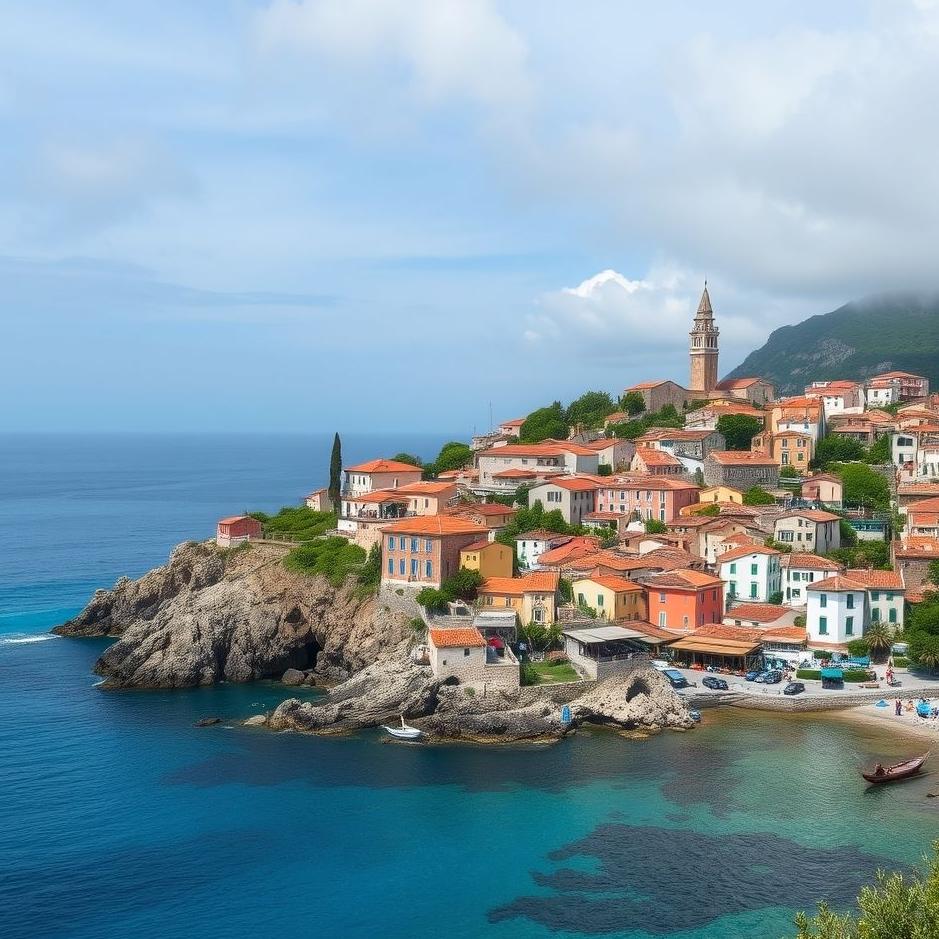 Dream : Village with blue water in a dream