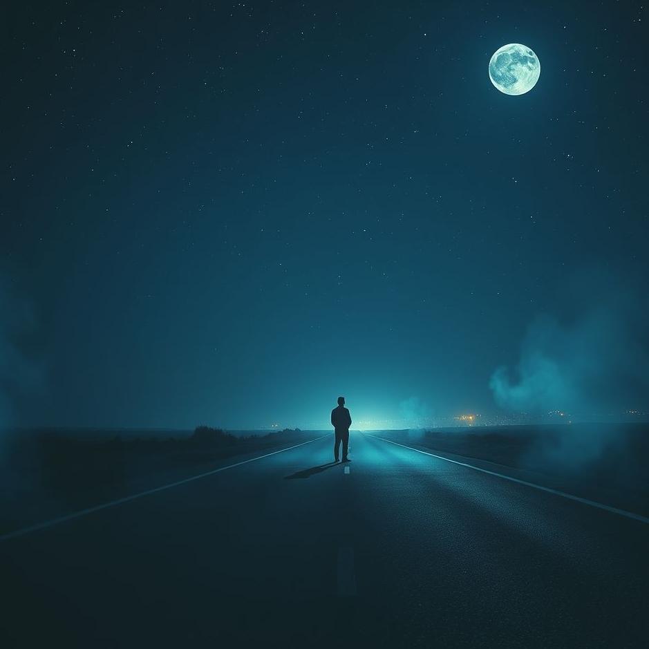 Dream : Waiting on the road at night in a dream