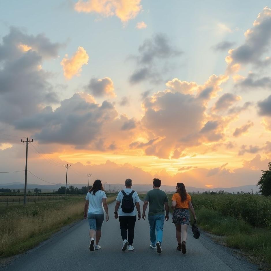 Dream : Walk on the road with friends in the dream