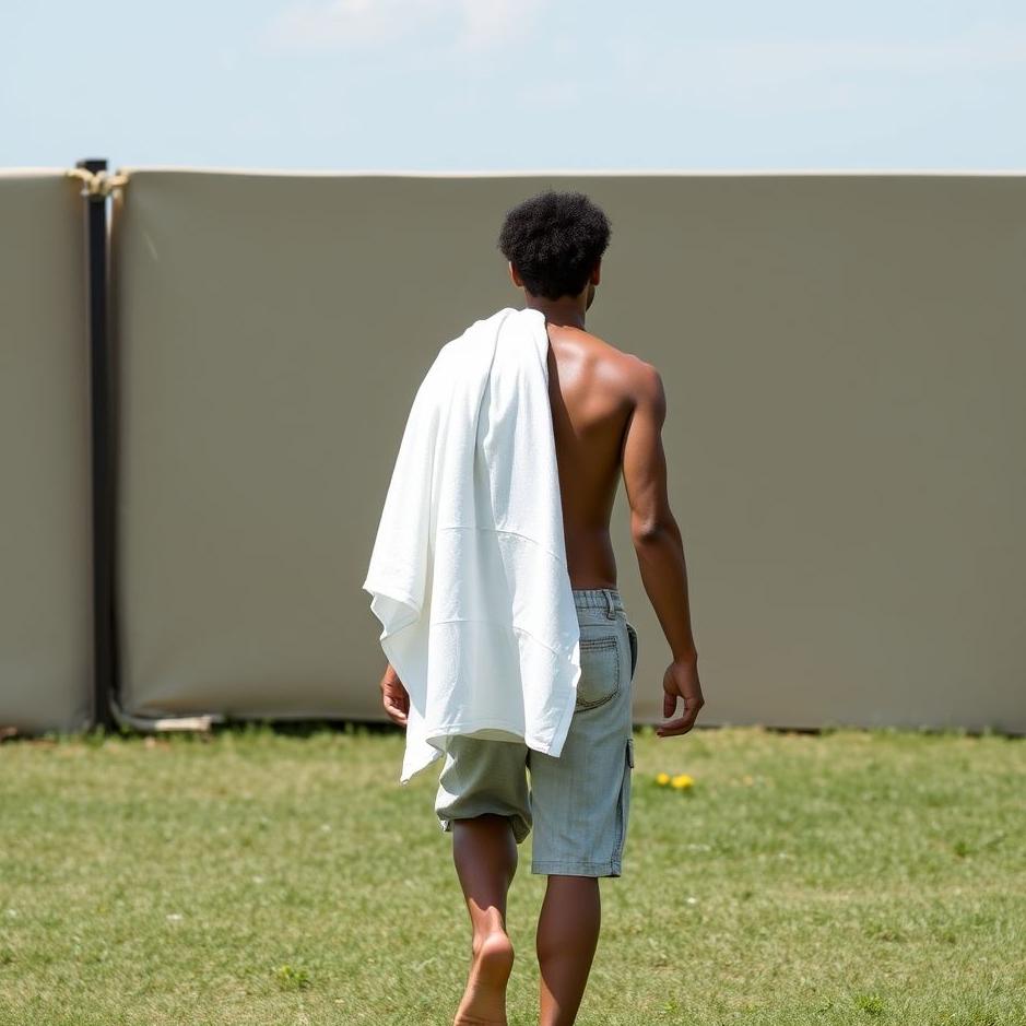 Dream : Walking around with a white towel 