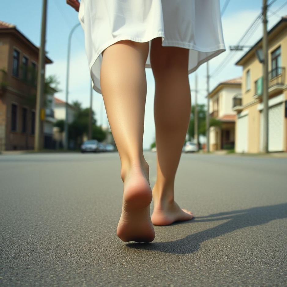Dream : Walking barefoot on the street in a dream