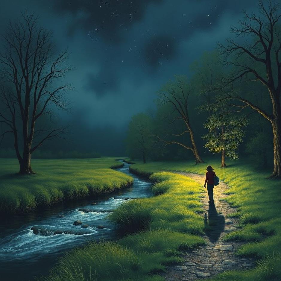 Dream : Walking by the stream at night in a dream