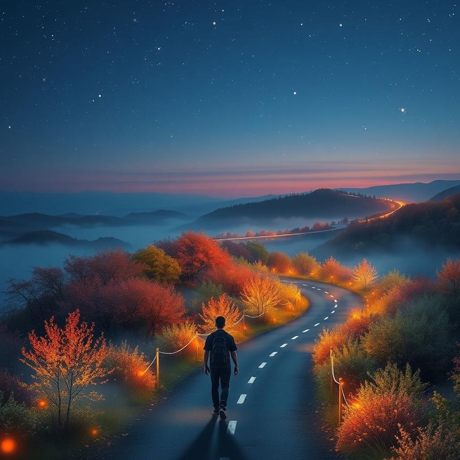 Dream : Walking on a beautiful road in a dream