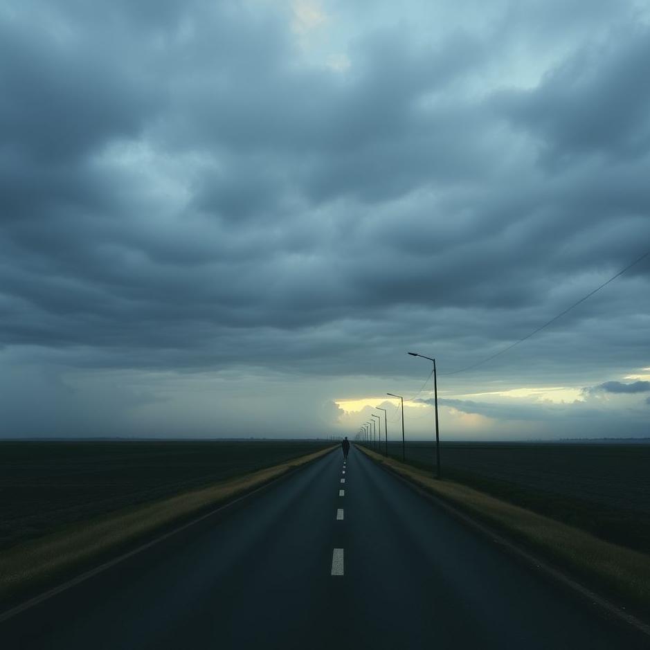 Dream : Walking on a black road in a dream