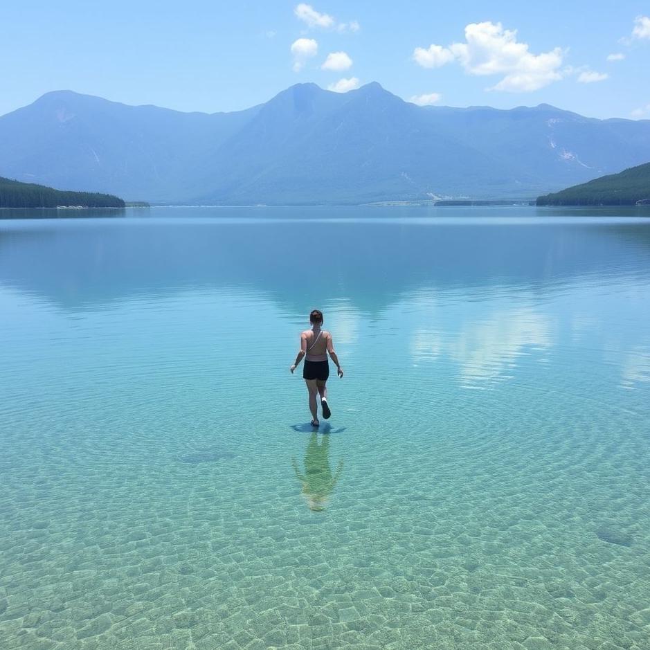 Dream : Walking on a clear lake 