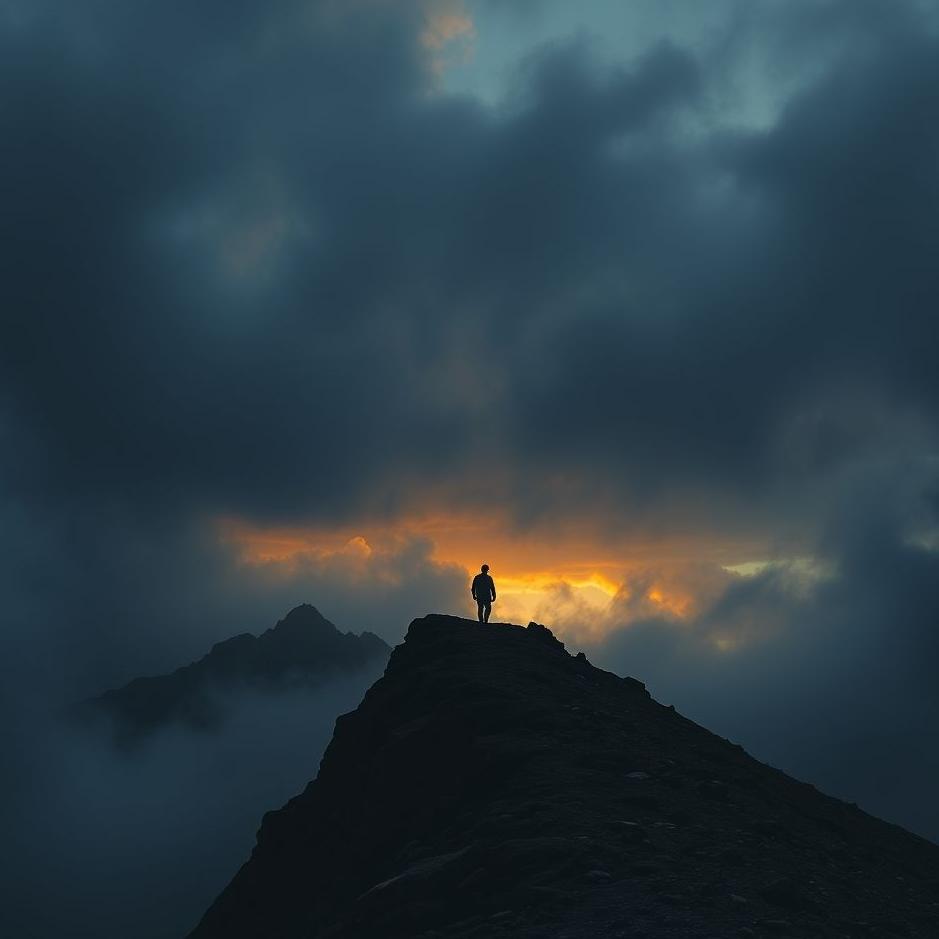 Dream : Walking on a dark mountain in a dream