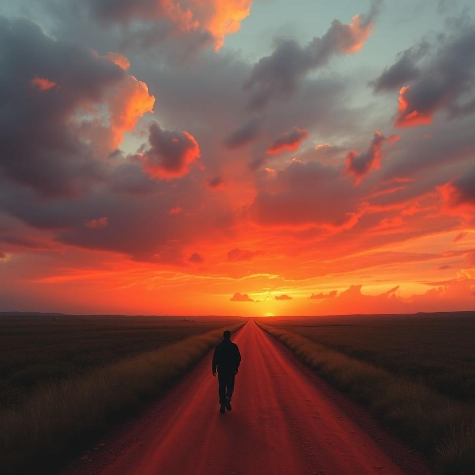 Dream : Walking on a red road in a dream