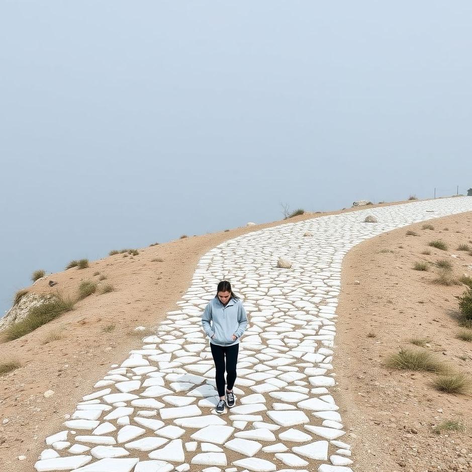 Dream : Walking on a road with white stones 