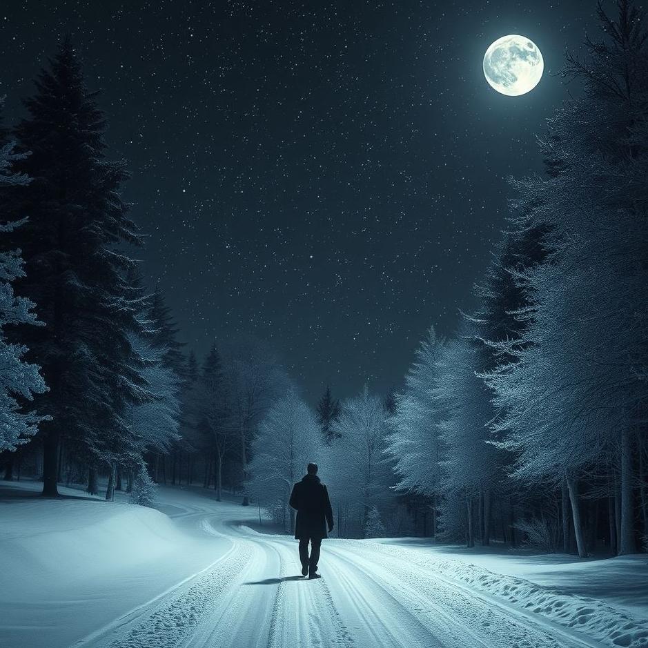 Dream Dictionary : Walking on a snowy road at night in a dream