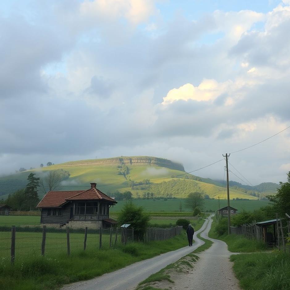 Dream : Walking on a village road in a dream