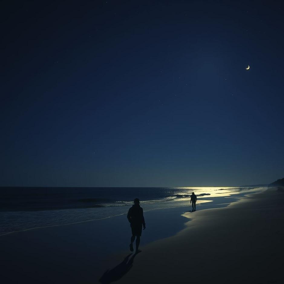 Dream : Walking on the beach at night in a dream