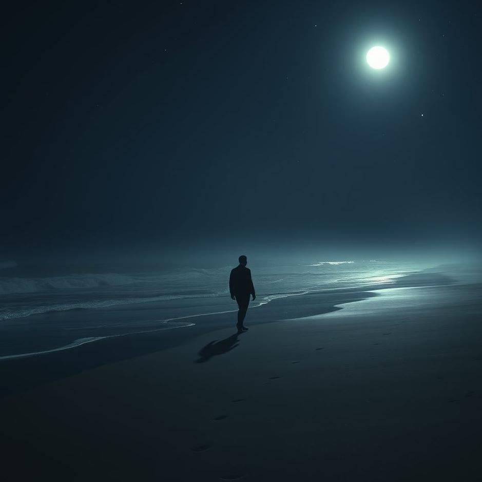 Dream : Walking on the beach in the dark in a dream