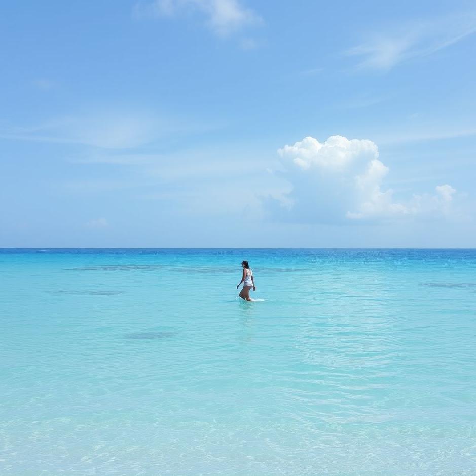 Dream : Walking on the blue sea shore in a dream