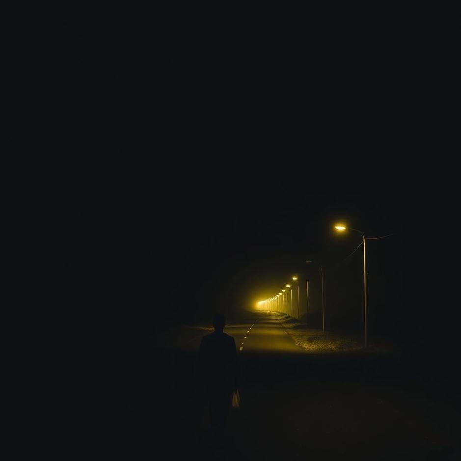 Dream : Walking on the road in the dark in a dream