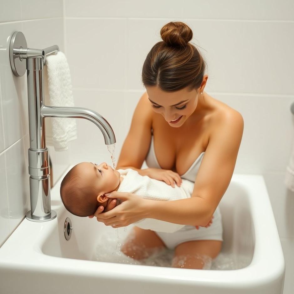 Dream : Washing a baby in a bathroom