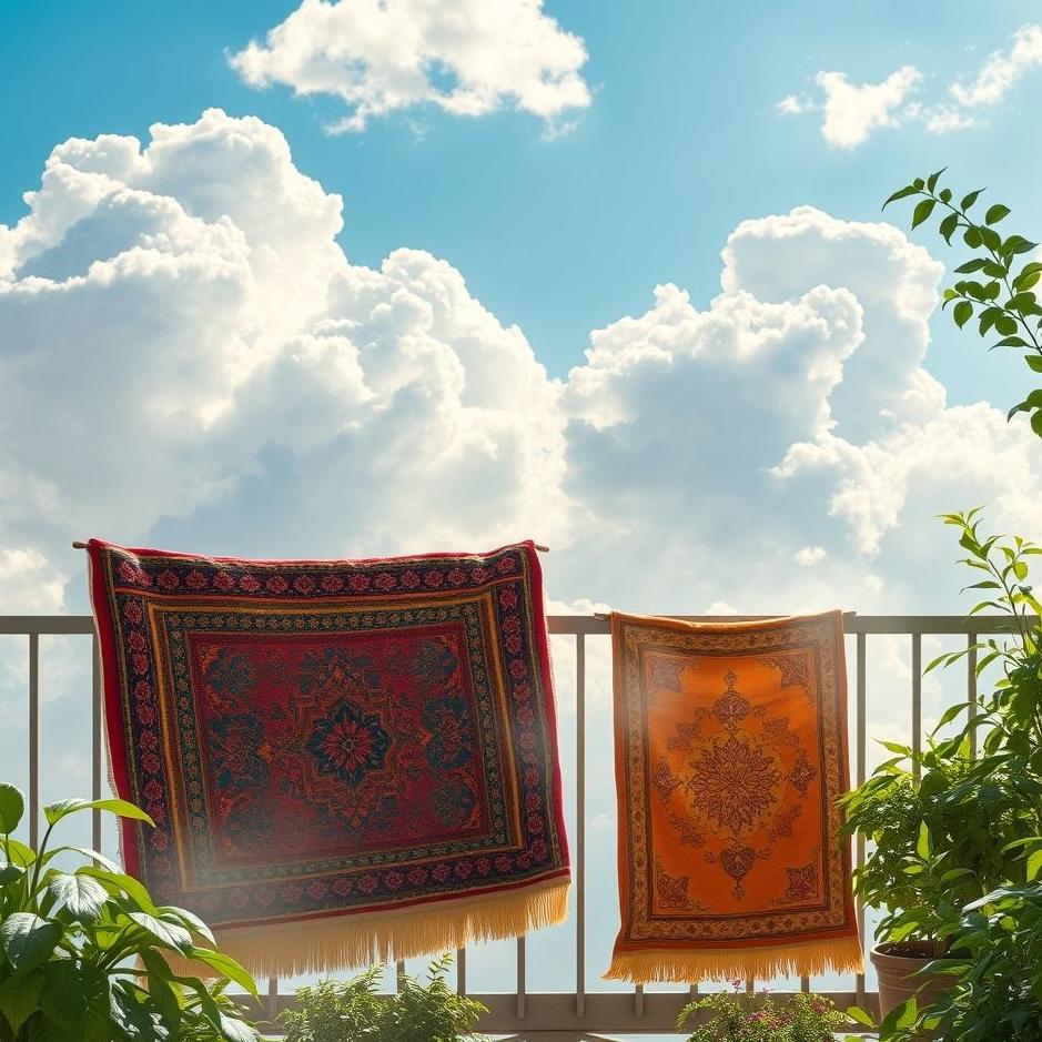 Dream : Washing carpets on the balcony in a dream