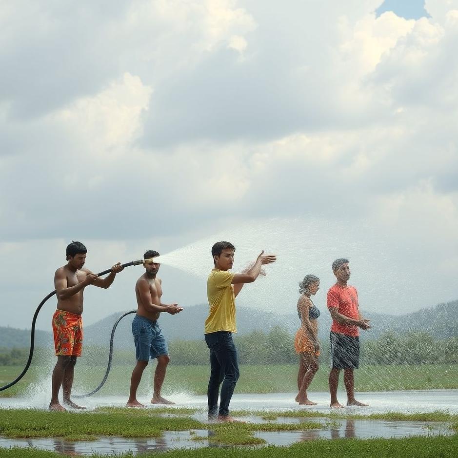 Dream : Washing people with a hose in a dream