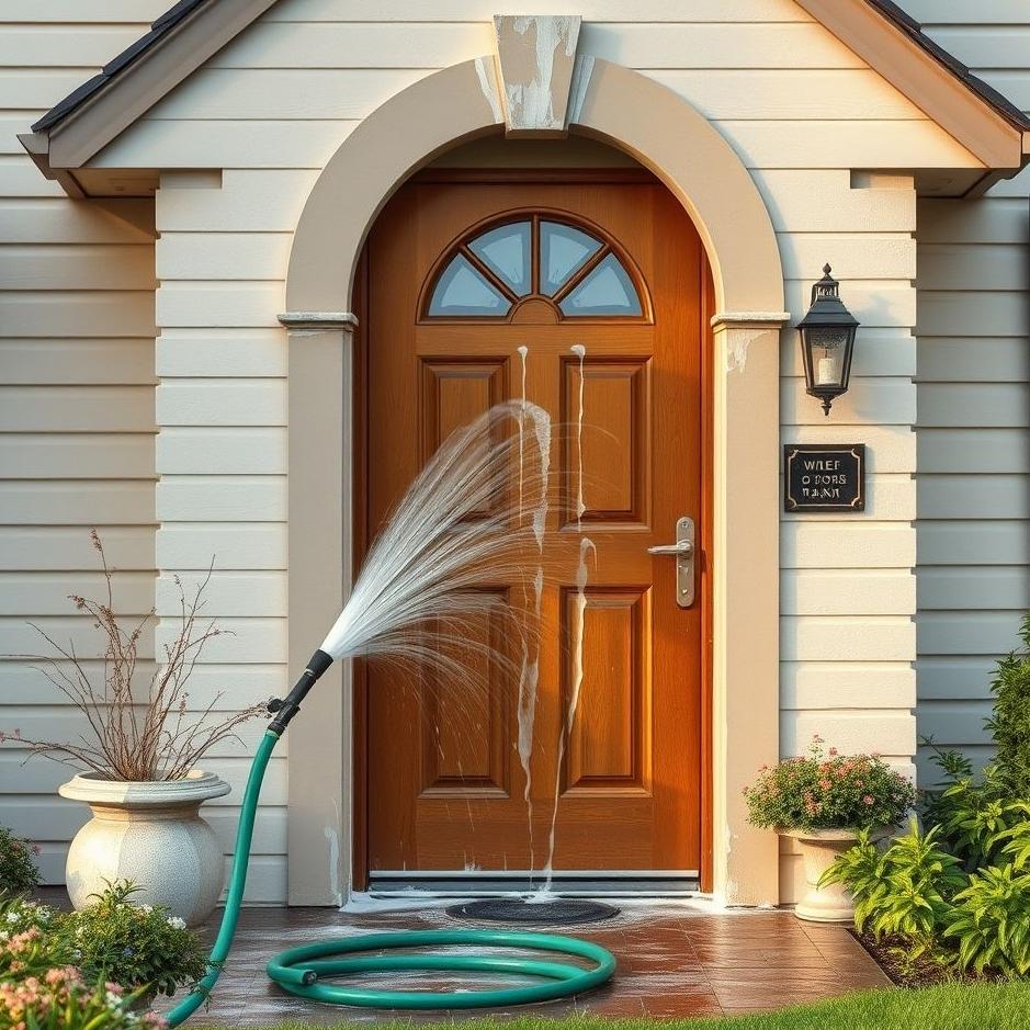 Dream : Washing the front of the door with a hose in a dream