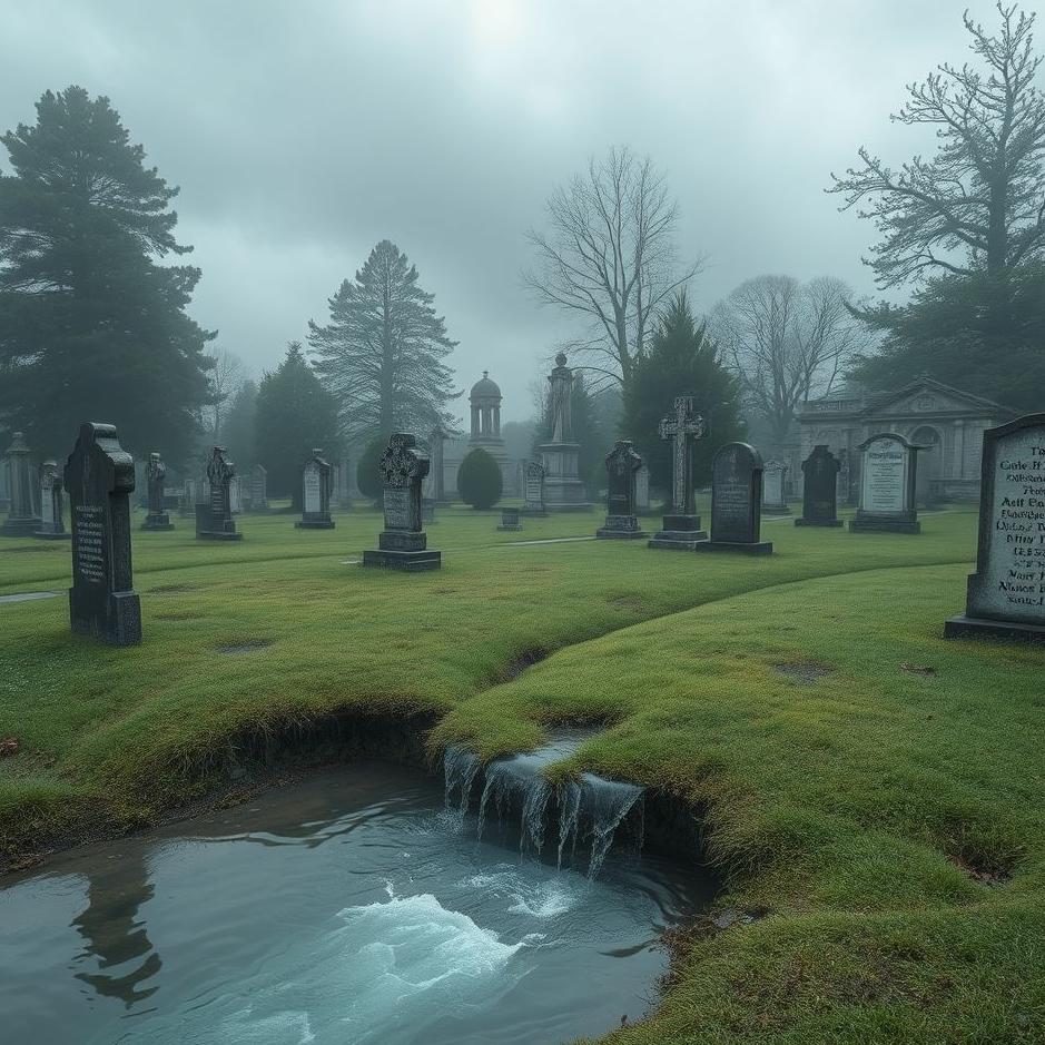 Dream : Water coming out of a cemetery in a dream