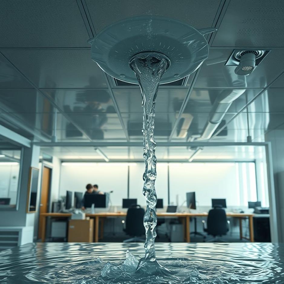 Dream : Water flowing from the ceiling of the workplace in a dream
