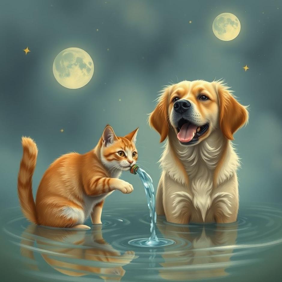Dream : Watering a cat and a dog in a dream