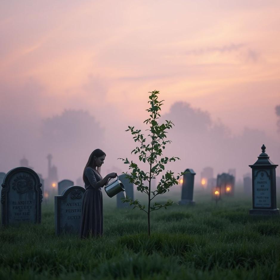 Dream : Watering a tree in a cemetery in a dream
