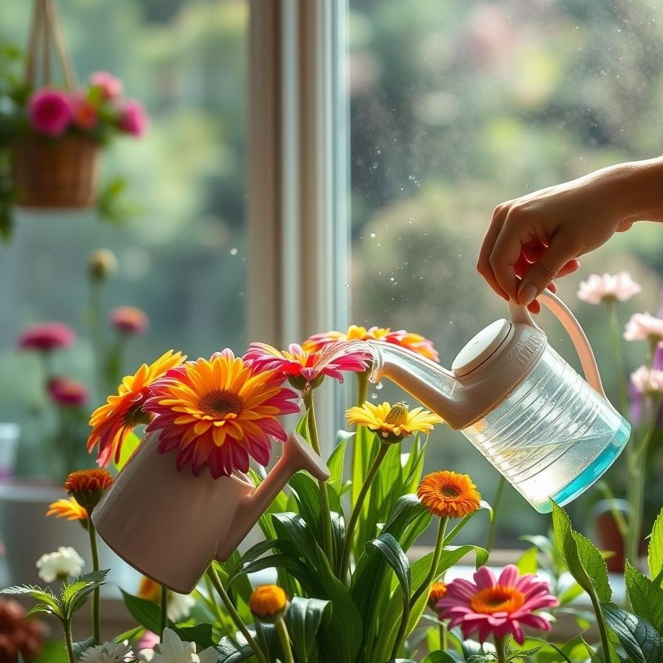 Dream : Watering flowers at home in a dream