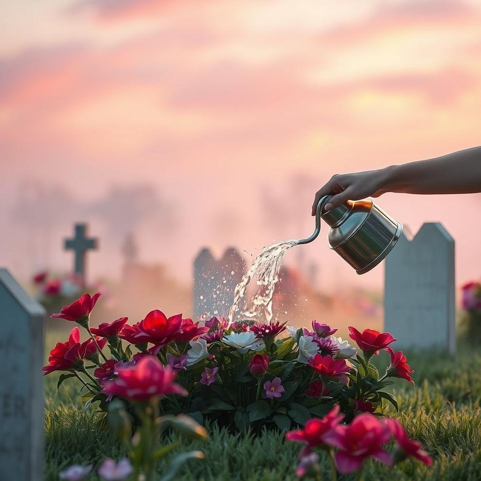 Dream : Watering flowers in a cemetery in a dream