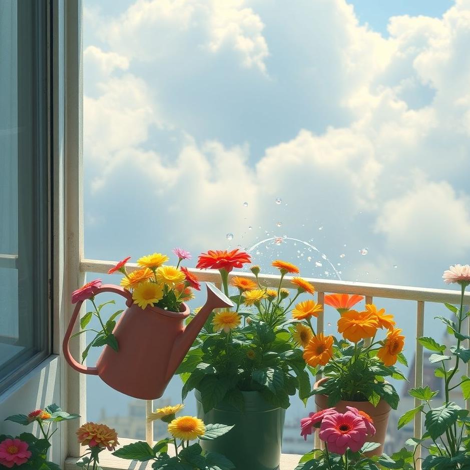 Dream : Watering flowers on the balcony in a dream