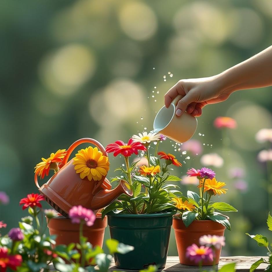 Dream : Watering potted flowers in a dream