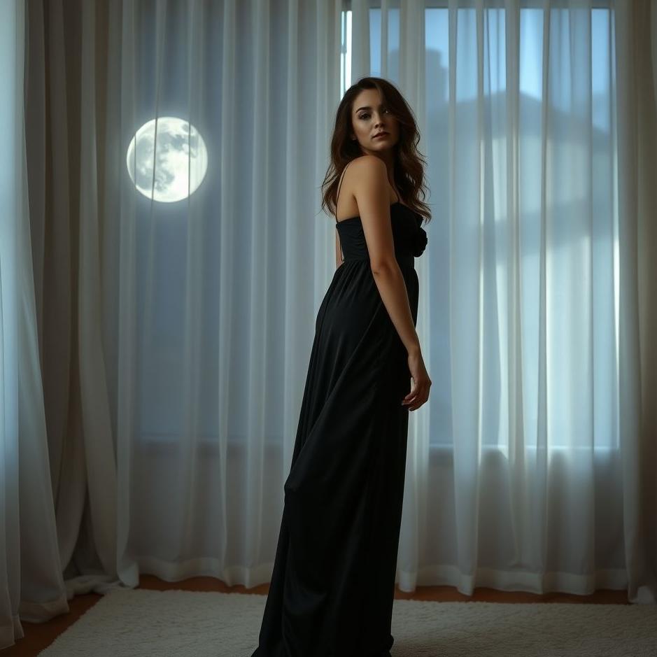 Dream : Wearing a black nightgown