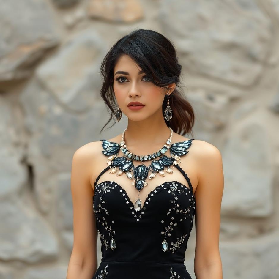 Dream : Wearing a black stoned dress