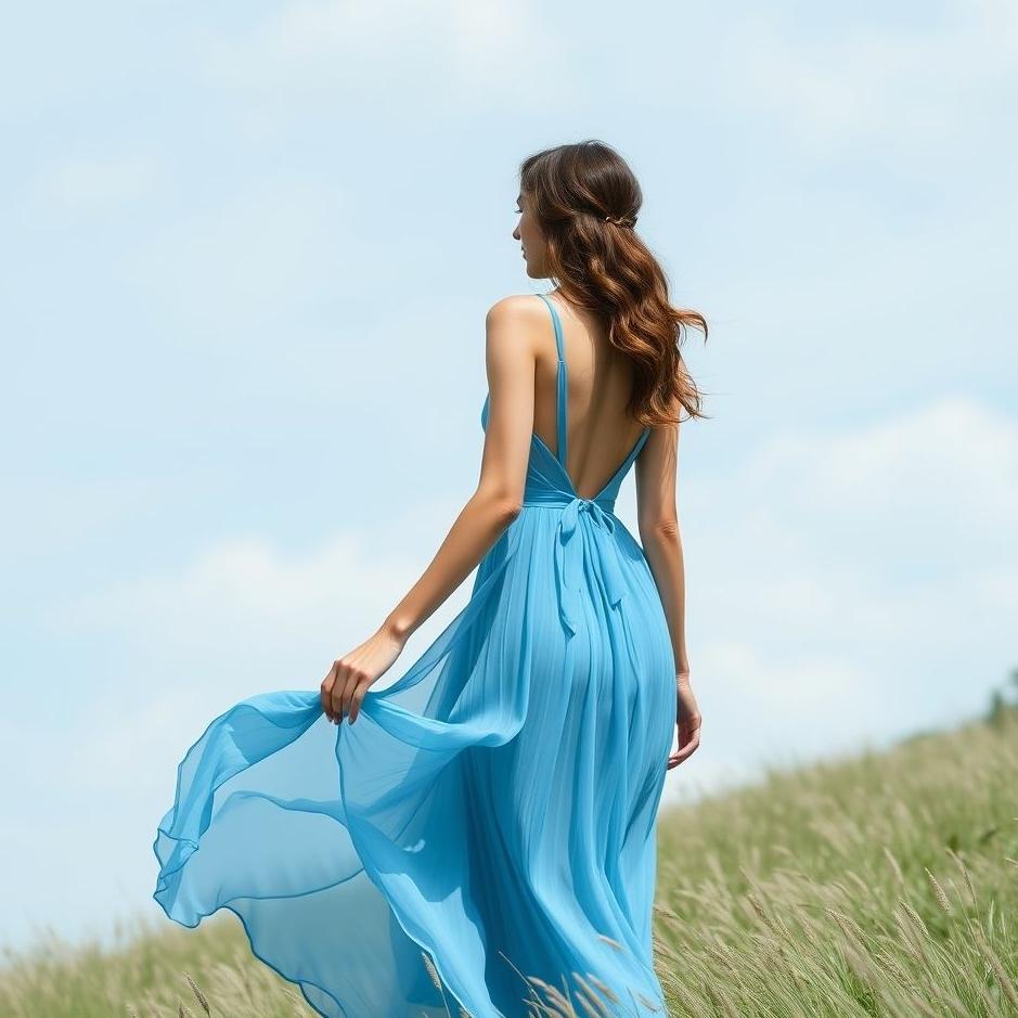 Dream : Wearing a blue chiffon dress in a dream