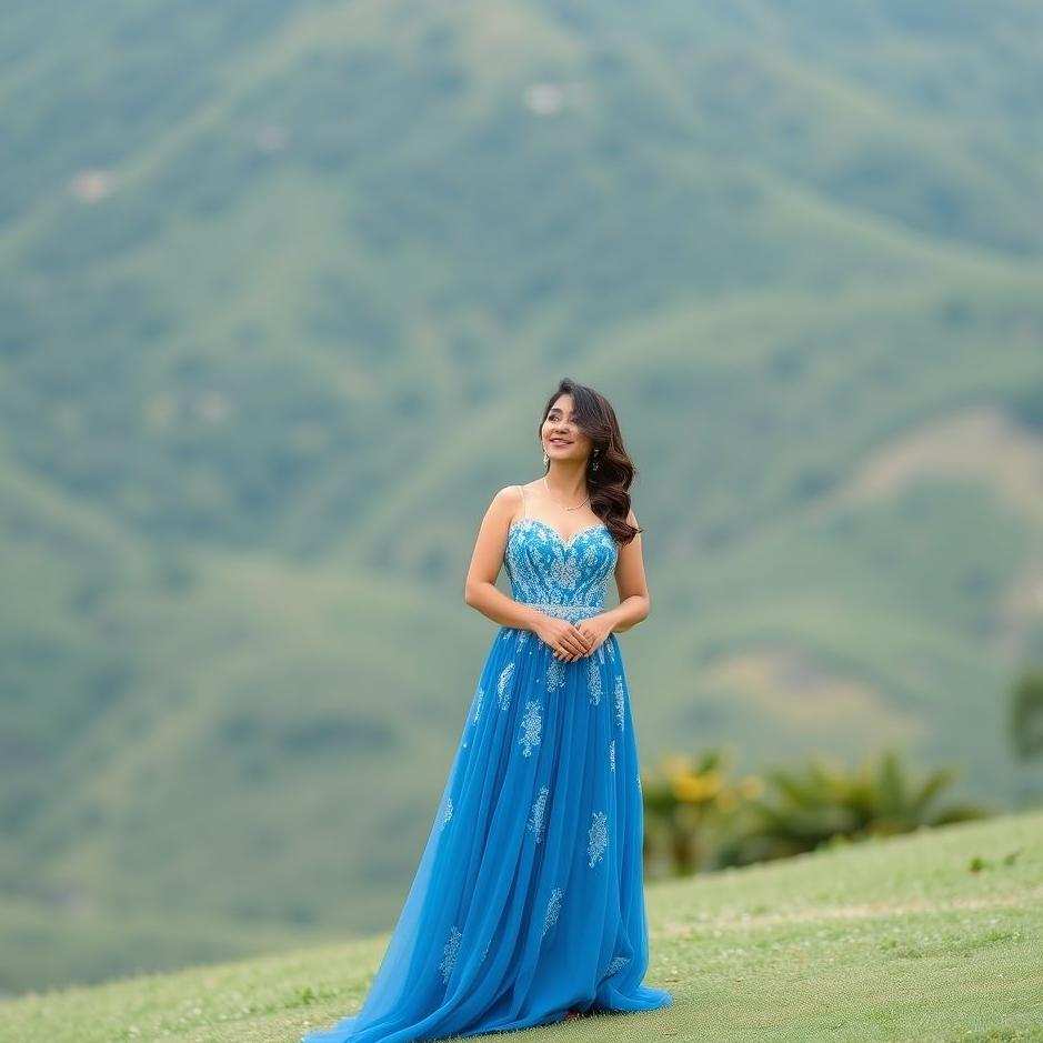 Dream : Wearing a blue engagement dress