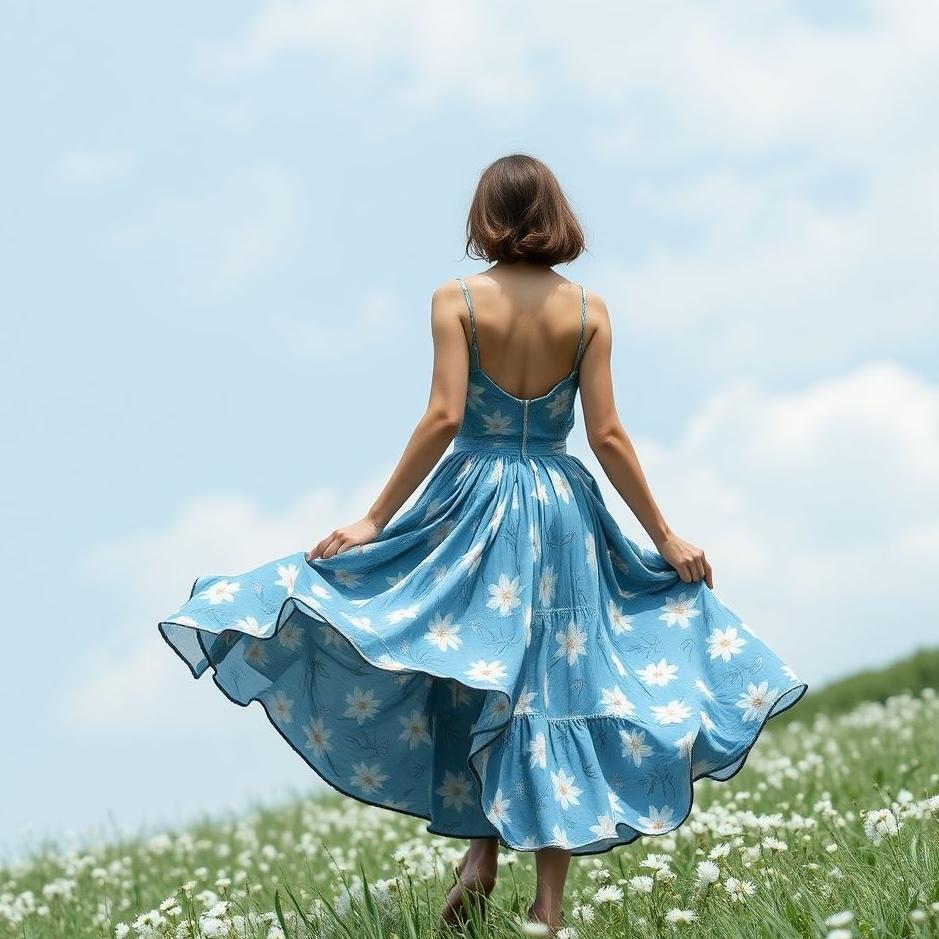 Dream : Wearing a blue flowered skirt in a dream