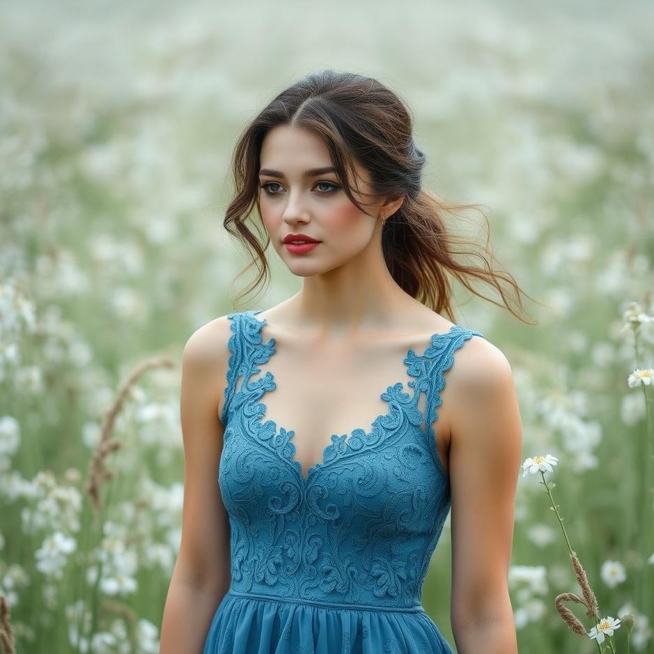Dream : Wearing a blue lace dress in a dream