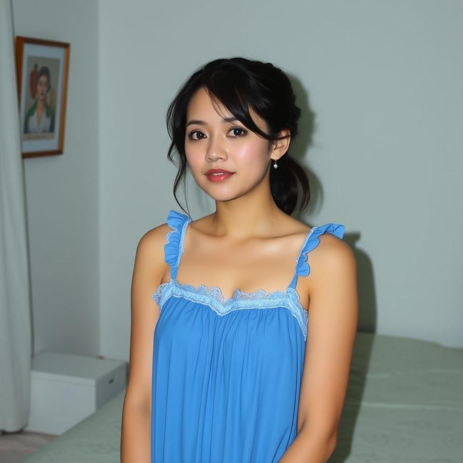 Dream : Wearing a blue nightgown