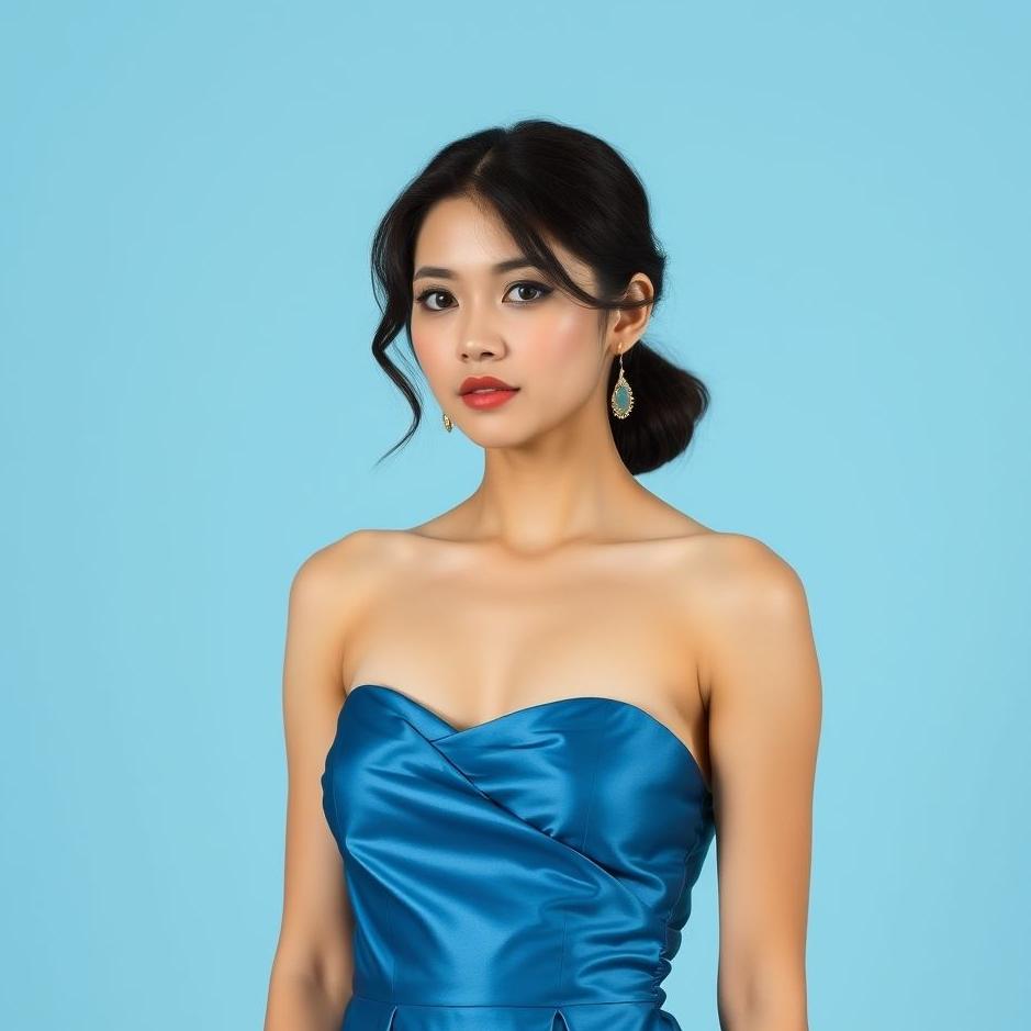 Dream : Wearing a blue satin dress