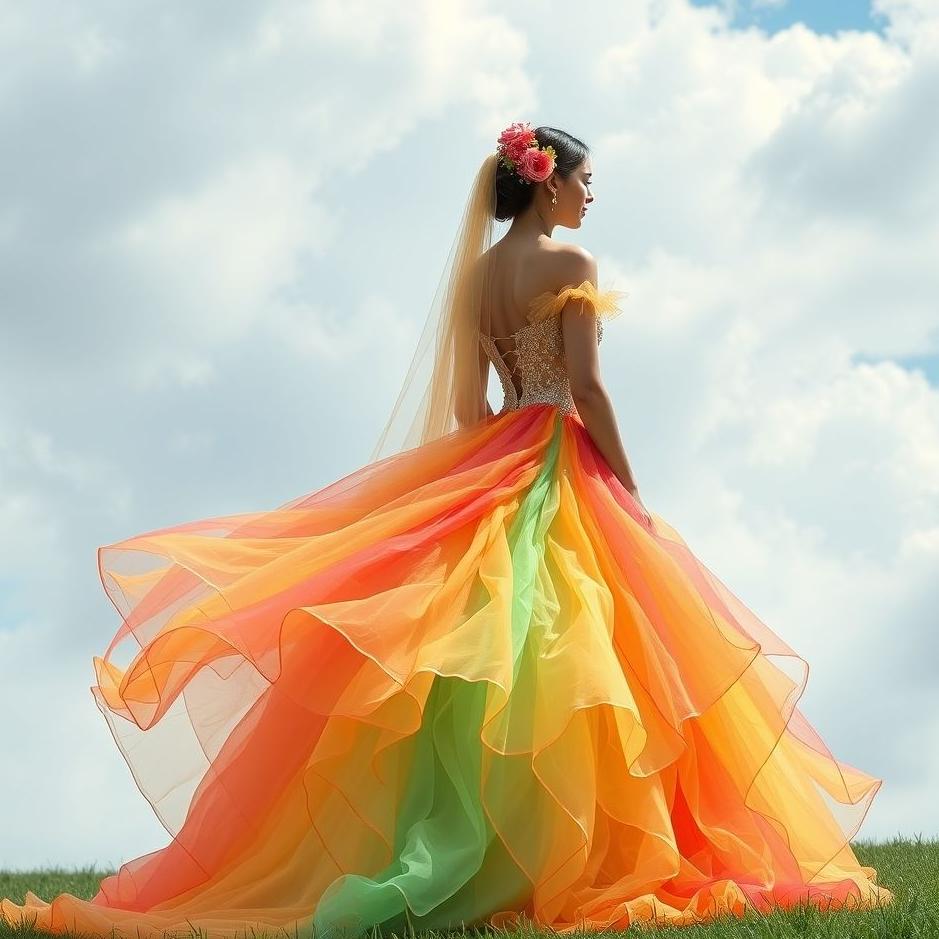Dream : Wearing a colorful wedding dress in a dream